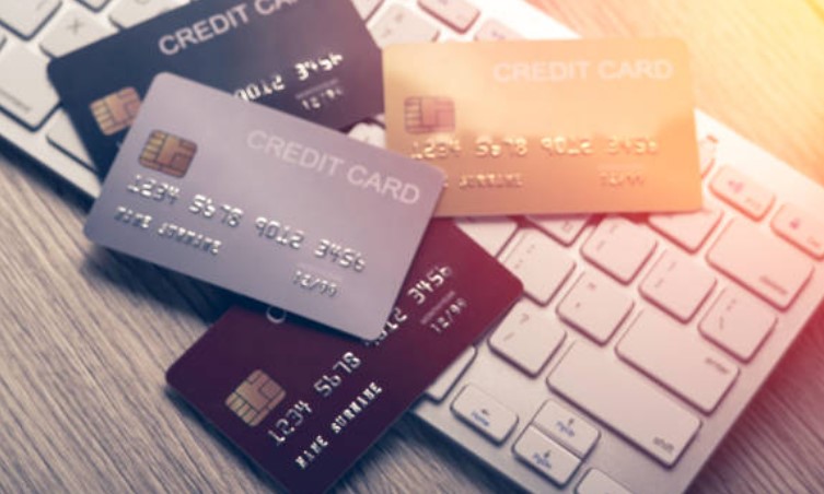 credit cards on keyboard